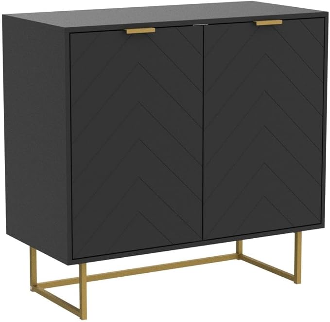Scurrty Sideboard Buffet, Buffet Cabinet with Storage Set of 2, Sideboard Storage with Adjustable Shelf, Accient Cabinet for Living Room, Kitchen, Black