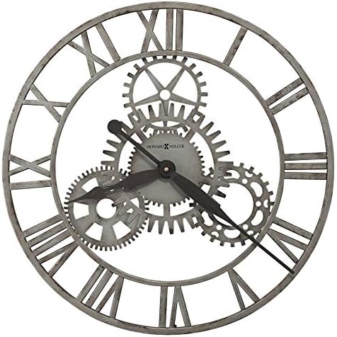 Howard Miller Sibley Wall Clock – Industrial Wall Mount Clock with Wrought Iron Vintage Steampunk Gear Design & Quartz Movement Modern Rustic Timepiece for Office Home Decor & Living Room