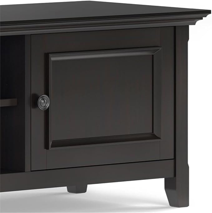 SIMPLIHOME Amherst 72-inch Wide Solid Wood Low TV Stand in Hickory Brown, Transitional-Style Media Console for Living Room with Cable Management, Fits 80" TVs
