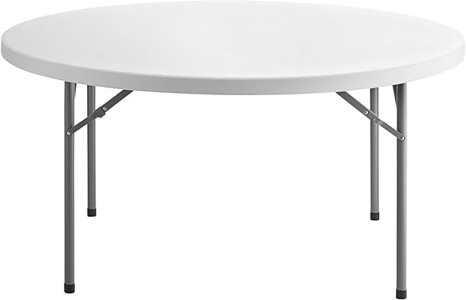 10 Pack 60" Round Granite White Plastic Folding Table - Heavy Duty Banquet, Party, Wedding Table - 5-Foot