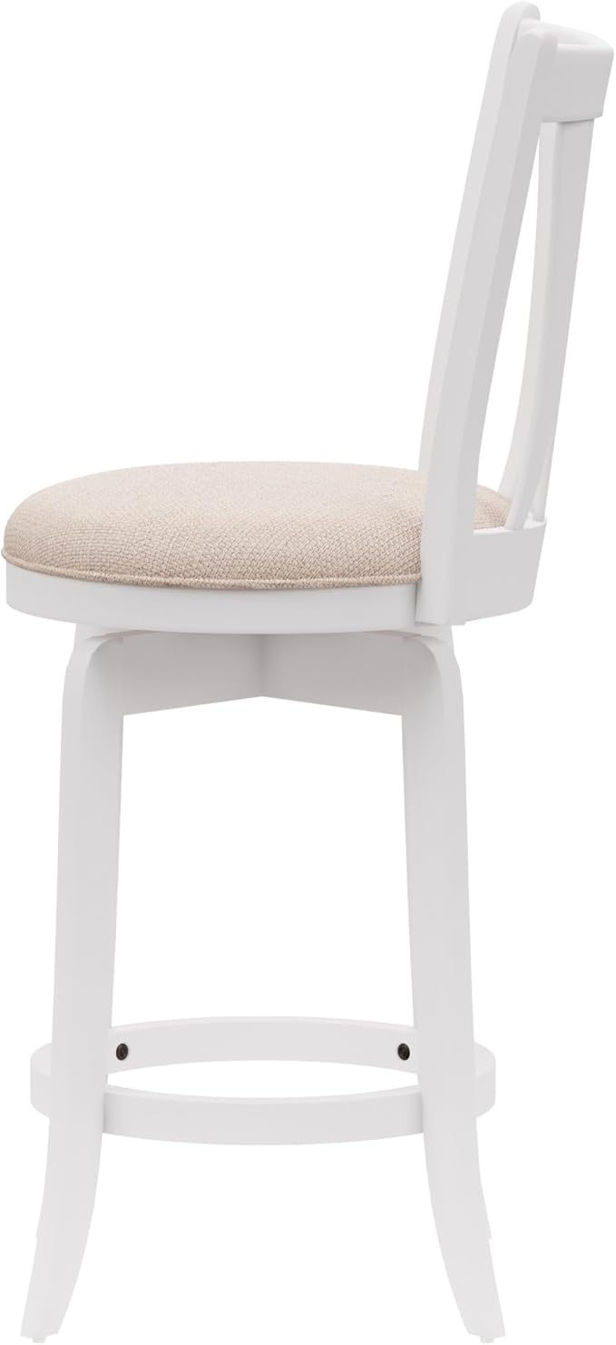Hillsdale 25.5" Savana Wood Swivel Counter Height Stool, White