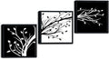 Wieco Art Framed Leaves Modern 3 Panels Flowers Artwork Canvas Prints Black and White Abstract Floral Trees Pictures Paintings on Canvas Wall Art for Living Room Home Decorations