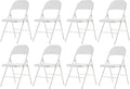 8 Pack White Folding Chairs with Padded Seats, Portable Stackable Foldable Chairs for Indoor and Outdoor, Commercial Seat with Metal Frame for Events Office Wedding Party, 330lbs Capacity