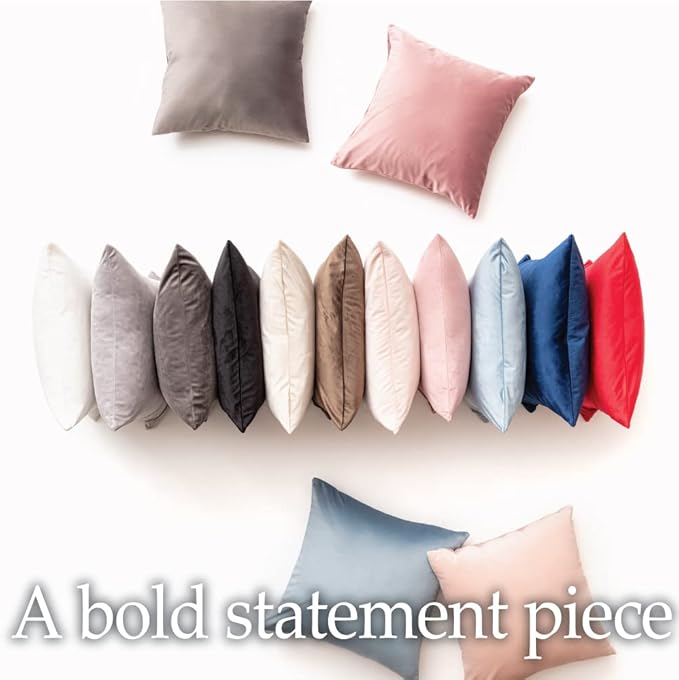 lalaLOOM Velvet Throw Pillow Covers, Set of 2, 24x24 Decorative Square Pillows Home Decor, Soft Accent Cases, Silky Machine Washable Pillowcases for Sofa, Couch, Bedroom, Living Room, Dusty Rose