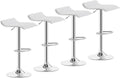 VECELO Bar Stools Set of 4, Armless Adjustable Swivel Barstools, Modern Backless Counter Height Stools for Kitchen, Island, Bar, White
