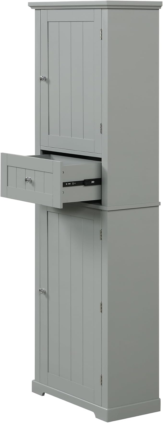 Tall Storage Cabinet, Bathroom Floor Freestanding Storage Cabinet with 2 Doors, One Drawer, and Adjustable Shelf for Bathroom, Office, Living Room, Grey