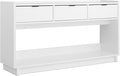 Prepac White Simply Modern Entryway Table, Narrow Console Table with 3 Drawers, Media Console with Storage, 15.75" D x 60.25" W x 32" H