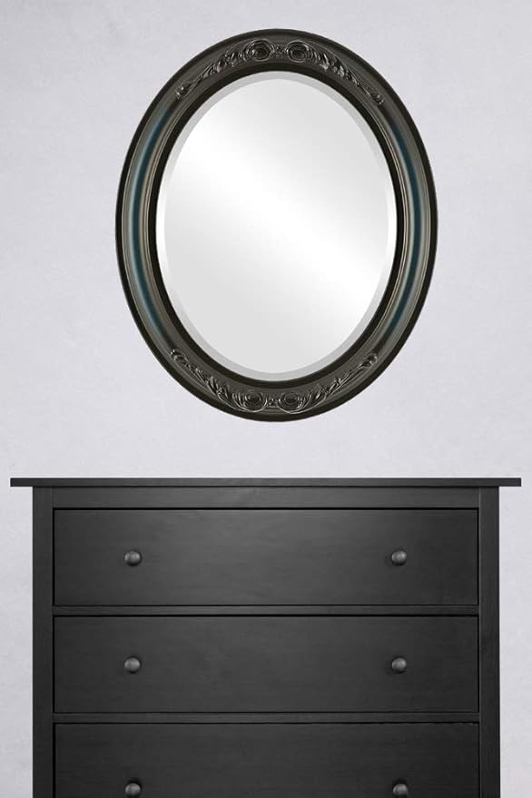 OVALCREST Oval Beveled Wall Mirror for Home Decor - Florence Style - Royal Blue - 44" x 34"