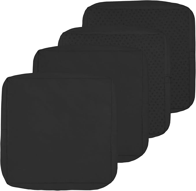 Easy-Going Waterproof Patio Cushion Covers ONLY Cover 22x20x4 inch 4 Pack Replacement Non-Slip Outdoor Seat Cushion Slipcover with Zipper. Black