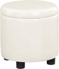 Designs4Comfort Round Accent Storage Ottoman with Reversible Tray Lid