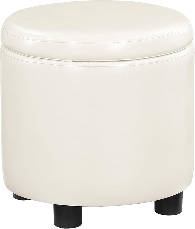 Designs4Comfort Round Accent Storage Ottoman with Reversible Tray Lid