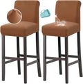 H.VERSAILTEX 100% Waterproof Bar Stool Cover Stretch Counter Stool Pub Chair Slipcover for Dining Room Removable Soft Thick Solid Fleece Fabric Bar Stool Slipcovers Set of 2, Camel