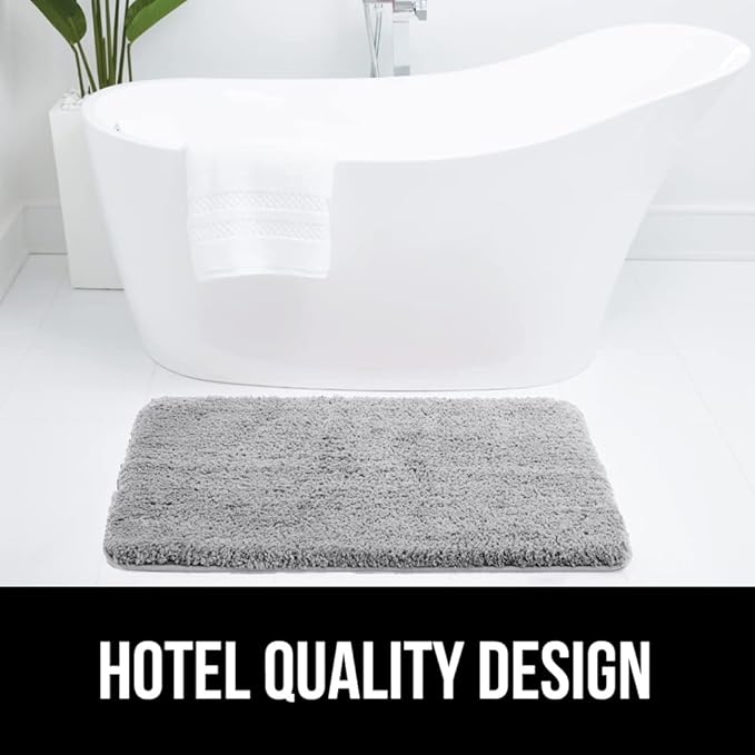 GORILLA GRIP Bathroom Rugs, 36x24, Ultra Soft Absorbent Mat, Thick Plush Bath Rug, Machine Washable, Microfiber Quick Dry, Mats for Shower, Bathtub and Floor, Home Decor Accessories, Light Gray