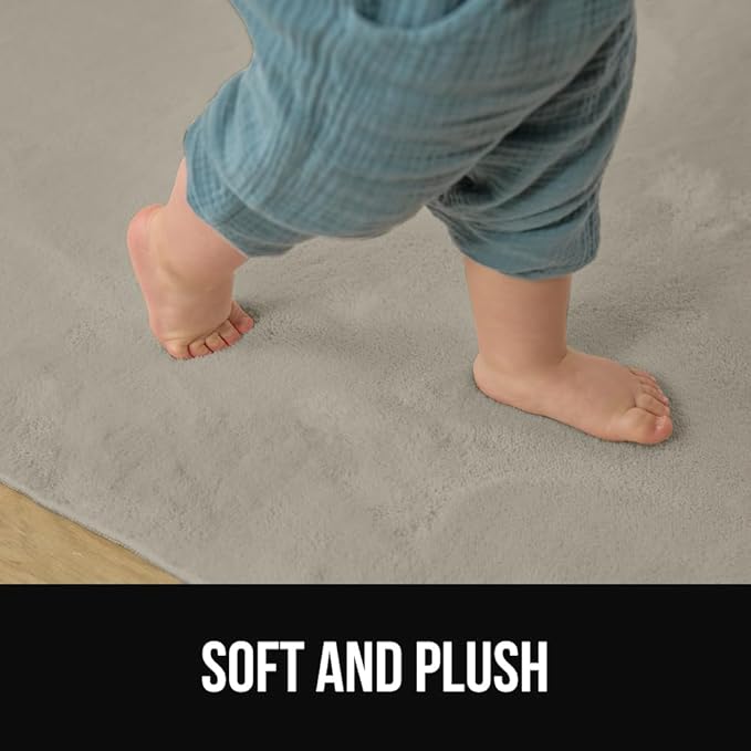 GORILLA GRIP Slip Resistant Soft Washable Stain Resistant Area Rug, 5x7, Plush Thick Carpet for Nursery, Bedroom, Living Room, Non-Shedding Floor Rugs, Kid and Pet Friendly, Baby Home Decor, Taupe