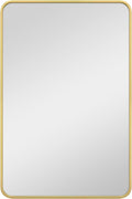 MCS Master & Co. Modern Metal Large Wall Mirror, Minimalist Home Decor Rectangle Mirror with Rounded Corners for Living Room, Bedroom, or Bathroom, 24 by 36 Inch, Brass