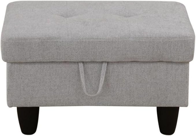 Ottoman Storage Ottoman Bench Flannel Footrest Footstool with Hinged Lid for Living Room, Bedroom, Entryway, Grey, 28.5"X19"X17.5"