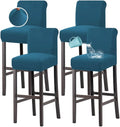 H.VERSAILTEX 100% Waterproof Bar Stool Cover Stretch Counter Stool Pub Chair Slipcover for Dining Room Removable Soft Thick Solid Fleece Fabric Bar Stool Slipcovers Set of 4, Peacock Blue
