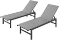 Outdoor Lounge Chairs Set of 2 for Pool, Aluminum Chaise Lounge Chairs with 5-Position Recliner, Patio Lounge Chair for Backyard, Poolside, Deck, Lawn, Dark Gray