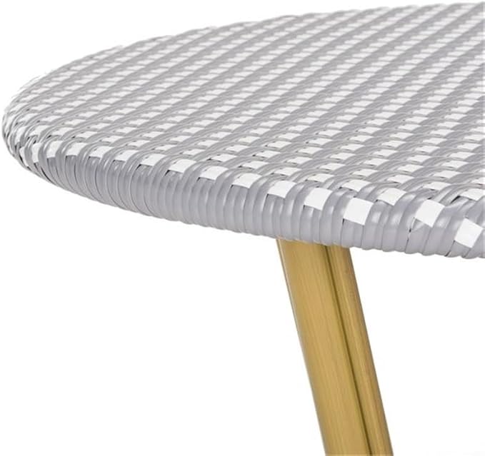 SAFAVIEH PAT4012A Outdoor Collection Sidford Navy and White Rattan Bistro Table