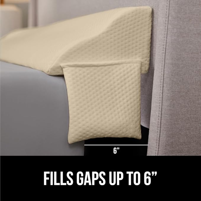 GORILLA GRIP Patent Pending King Bed Wedge Pillow Headboard Gap Filler, US Designed, Comfortable Supportive High Density Foam Pillows, Stay in Place Gripping Dots, Wedges Between Mattress, Cream