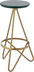JONATHAN Y BSL1000B Spiroa 30" Modern Industrial Metal Backless Circular Bar Stool for Home, Kitchen, Dining Room, Workspaces, Cafes and Resturants, Green Seat with Gold Frame