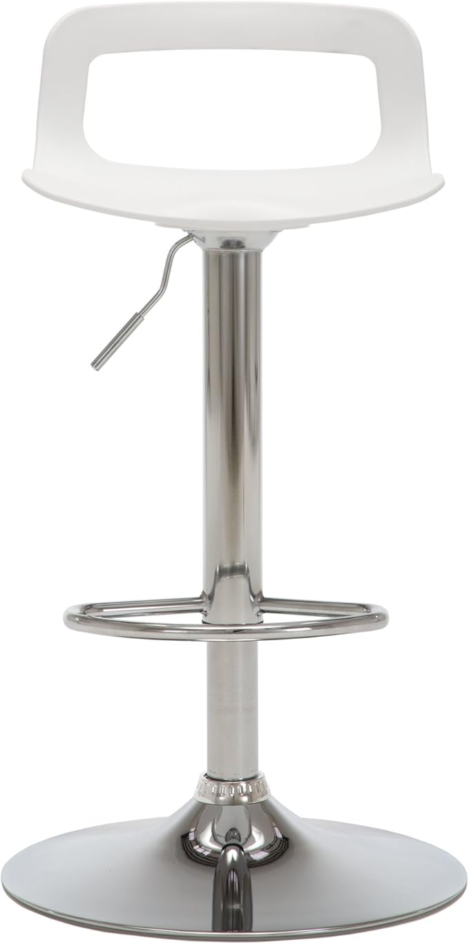 NOBPEINT NOB Contemporary Chrome Air Lift Adjustable Swivel Bar Stool (6 Pieces, White)