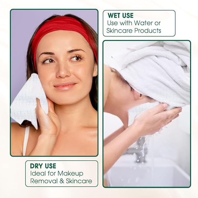 Towelettes Disposable 10 x 12" - XL Disposable Towel for Women - Clean Face Towels for Makeup Removal and Skin Care - Soft, Unscented and Gentle Formula Biodegradable Face Towels
