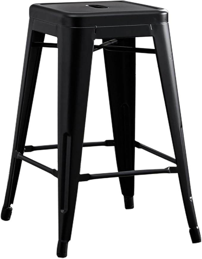 AC Pacific 24” Metal Backless Barstool Set of 2 – Country Rustic Style, Lightweight & Sturdy Build, Easy Assembly – Matte Black Finish