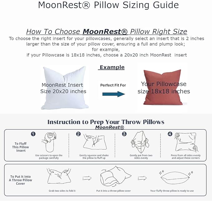 MoonRest® Synthetic Down Alternative 14x28 Lumbar Pillow Insert Form, for Decorative Throw Pillow, Sofa, Cushions, Body and Bed - Pack of 2- Size 14” X 28”