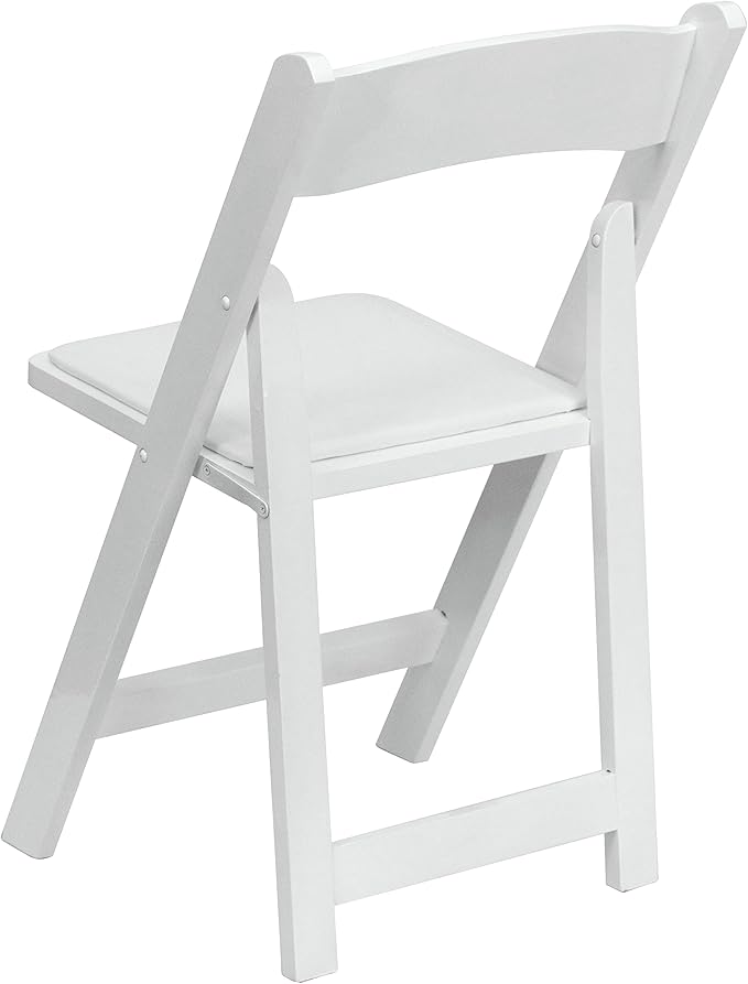 Flash Furniture HERCULES Series White Wood Folding Chair with Vinyl Padded Seat