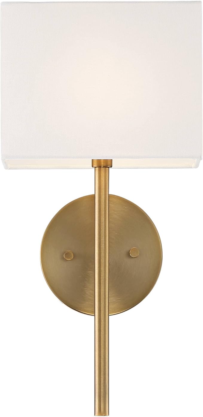Possini Euro Design Favreau Modern Wall Sconce Lighting Warm Brass Gold Hardwired 16 1/4" High Fixture Rectangular Linen Shade for Bedroom Bedside Living Room Home Hallway Dining Kitchen