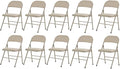 10 Pack Light Brown Folding Chairs with Padded Seats, Portable Foldable Chairs for Indoor and Outdoor, Commercial Seat with Metal Frame for Events Office Wedding Party, 330lbs Capacity
