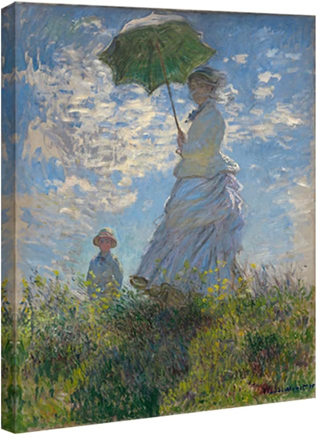 Wieco Art Woman with a Parasol Madame Monet and Her Son Canvas Prints Wall Art of Claude Monet Famous Classic Oil Paintings Reproduction People Landscape Pictures Artwork