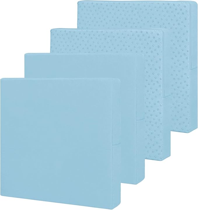 Easy-Going Waterproof Patio Cushion Covers ONLY Cover 20x18x4 inch 4 Pack Replacement Non-Slip Outdoor Seat Cushion Slipcover with Zipper. Light Blue