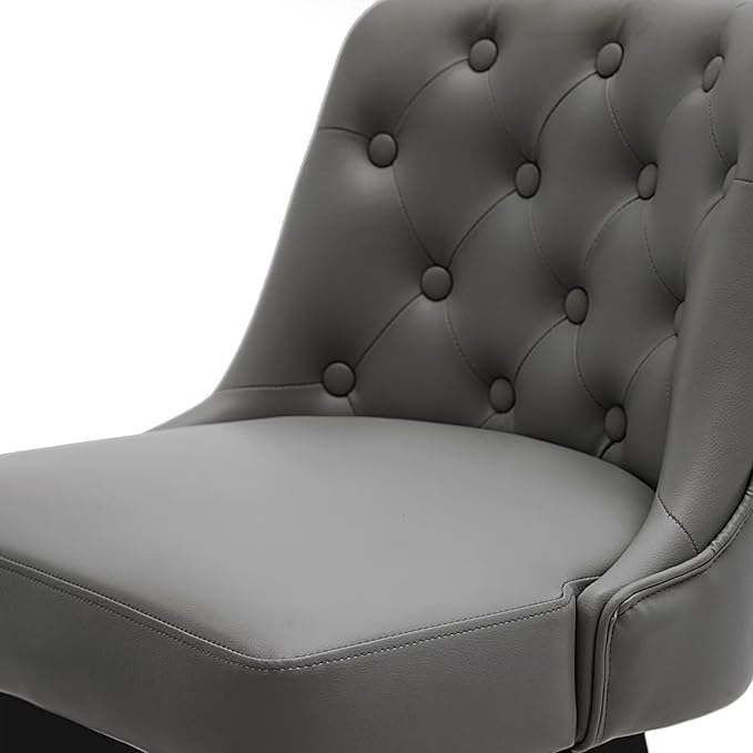 MINCETA Bar Stool, PU Leather Barstool, 30 Inch Upholstered Counter Stool with Low Tufted Back and Footrest, Swivel Counter Height Barstool for Kitchen Island Home Bar Dark Gray
