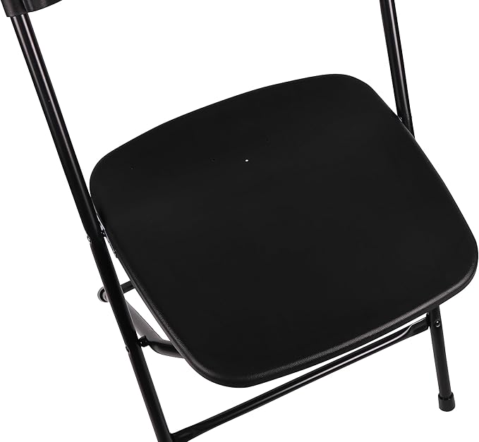 BTEXPERT Set of 2,Black Plastic Folding Chair Steel Frame Commercial High Capacity Event Chair Lightweight Set for Office Wedding Party Picnic Kitchen Dining Church School
