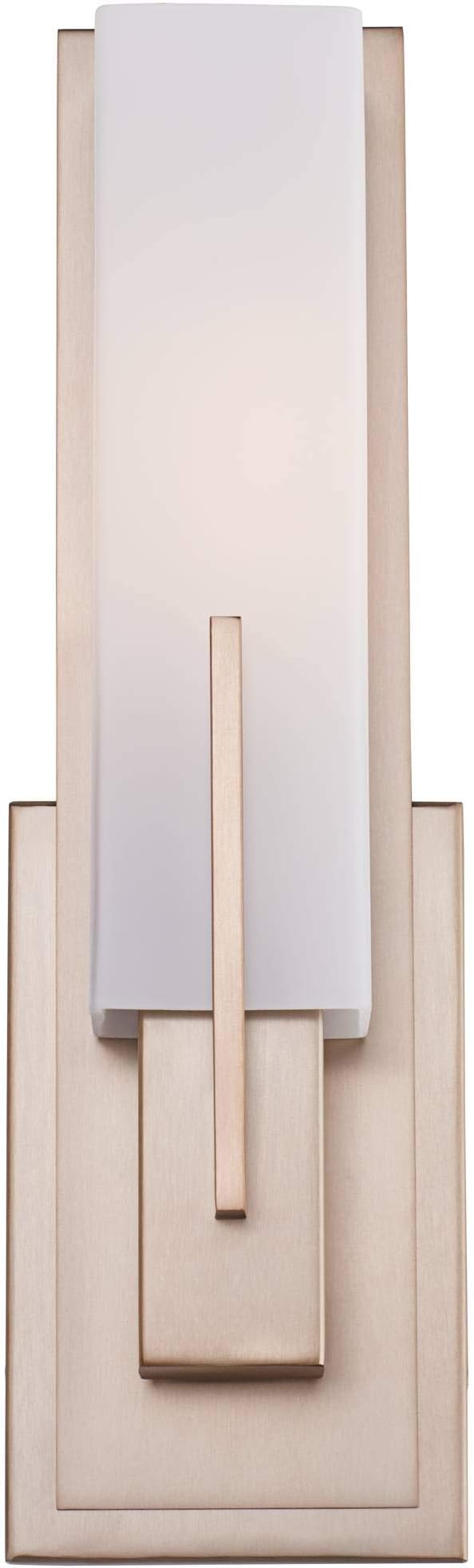 Possini Euro Design Midtown Modern Wall Sconce Lighting Burnished Brass Hardwired 15" High Fixture Rectangular White Glass for Bedroom Bathroom Bedside Living Room Home Hallway Dining Kitchen