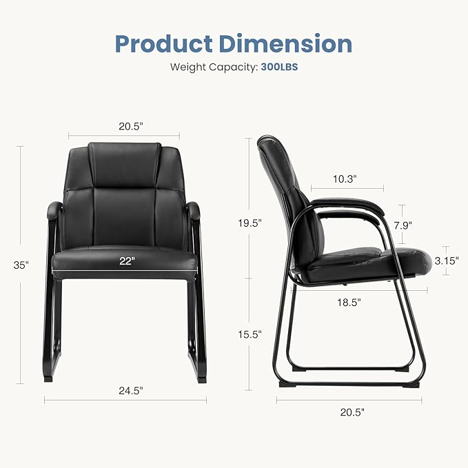 NEWBULIG Waiting Room Guest Chairs Set of 4, Stationary Office Reception Chairs No Wheels, Comfy Padded Arms and Seld Base, for Conference Room Lobby Home Computer Desk Bedroom Elderly, Black