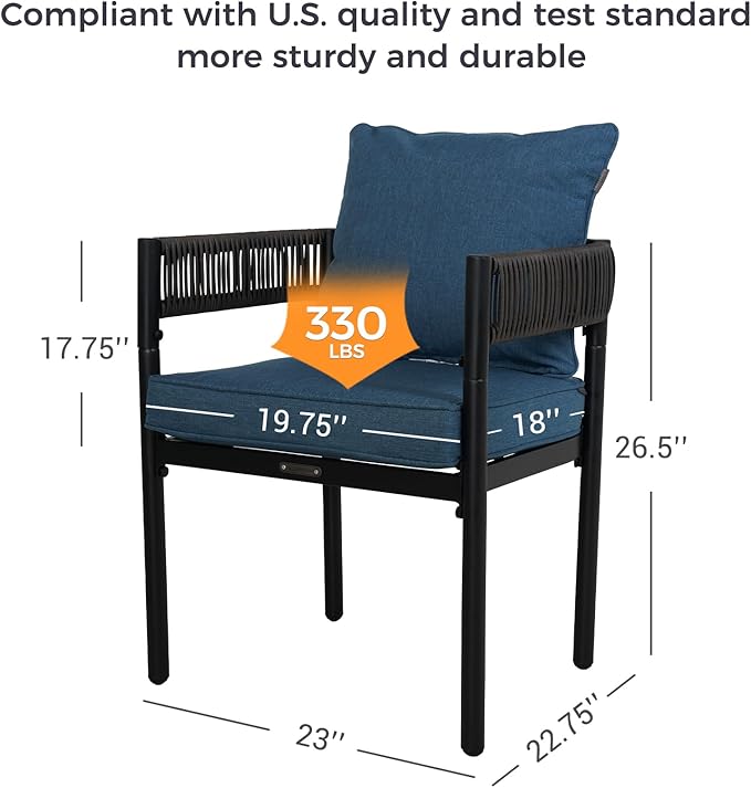 Grand patio Outdoor Dining Set, 7-Piece Patio Table and Chairs Set, Metal Woven Wicker Fixed Patio Chairs with Thickened Cushions & 1 Rectangular Woodgrain Dining Table with Umbrella Hole (Brown)