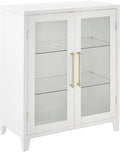 Crosley Furniture Roarke Stackable Glass Door Kitchen Pantry Storage Cabinet, Accent Cabinets for Entryway, White