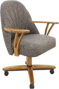 Chromcraft Chairs w/Swivel Tilt, Luxe Wooden Arm All-Metal Pedestal Base Chairs with Wheels for Kitchen