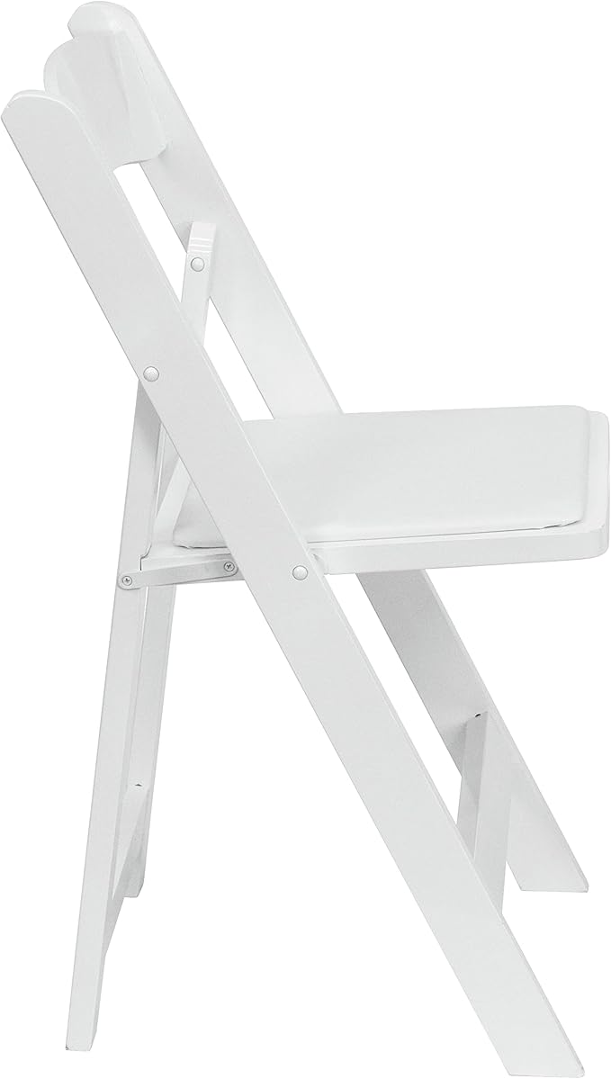 Flash Furniture HERCULES Series White Wood Folding Chair with Vinyl Padded Seat