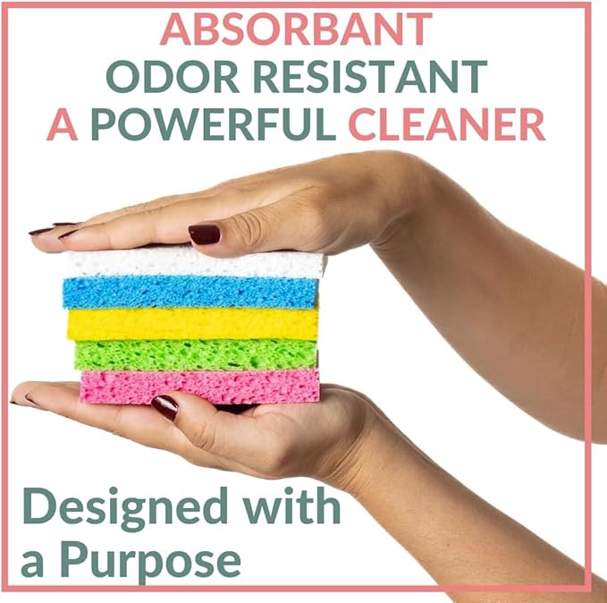 bioGo 30 Pack Compostable Pop-Up Sponges - Expanding, Non-Scratch, Plant-Based Dish - Bulk Color - Pop Up Sponge - Kitchen