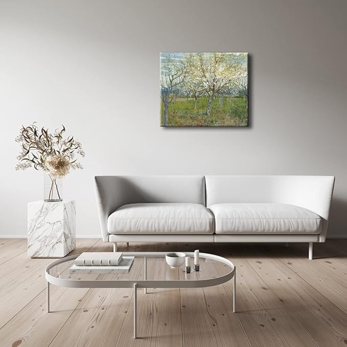 Wieco Art Large Canvas Prints Wall Art Orchard with Blossoming Apricot Trees Artwork of Van Gogh Famous Oil Paintings Reproduction Modern Classic Giclee Flowers Landscape Pictures for Home Decor
