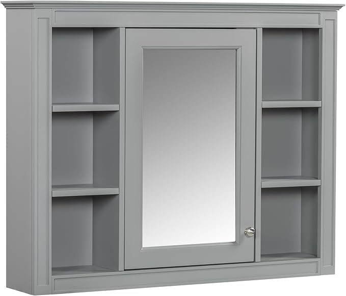 Bathroom Wall Cabinet with Mirror, 35'' x 27.5'' Medicine Cabinet with Mirror Door and Adjustable Shelves, Over Toilet Storage Cabinet, Wall-Mounted Bathroom Mirrors for Over Sink with Storage