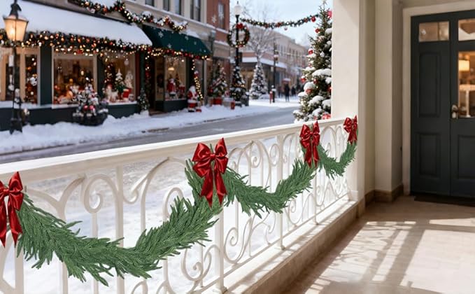 Christmas Garlands Norfolk Pine - Real Touch Pine Garlands - Garlands Christmas Decorations for Home Dining Table Mantel Porch Winter Christmas Decor(6ft)