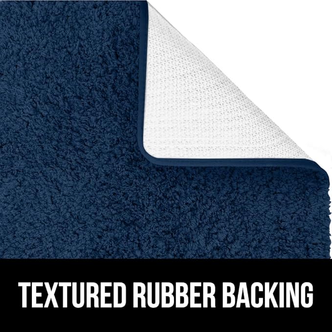 GORILLA GRIP Bathroom Rugs, 42x24, Ultra Soft Absorbent Mat, Thick Plush Bath Rug, Machine Washable, Microfiber Quick Dry, Mats for Shower, Bathtub and Floor, Home Decor Accessories, Navy Blue