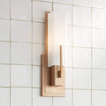 Possini Euro Design Midtown Modern Wall Sconce Lighting Burnished Brass Hardwired 15" High Fixture Rectangular White Glass for Bedroom Bathroom Bedside Living Room Home Hallway Dining Kitchen