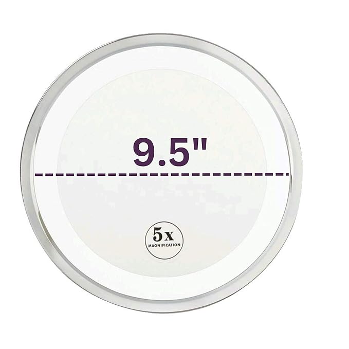 JERDON Wall Mounted White/Chrome Finish Makeup Mirror with LED Light – 5X Magnification – 9.75” Diameter –5.25” Pivot Extension – Direct Wire Only - Model HL95WL
