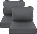 AAAAAcessories Outdoor Deep Seat Cushions, Waterproof, Fade-Resistant Patio Furniture Replacement Cushions, 25.5" x 25.5" x 5" + 25.5" x 19", Set of 2, Dark Gray